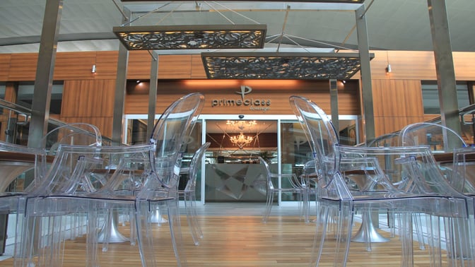 The Primeclass Lounge entrance at Tbilisi International Airport.