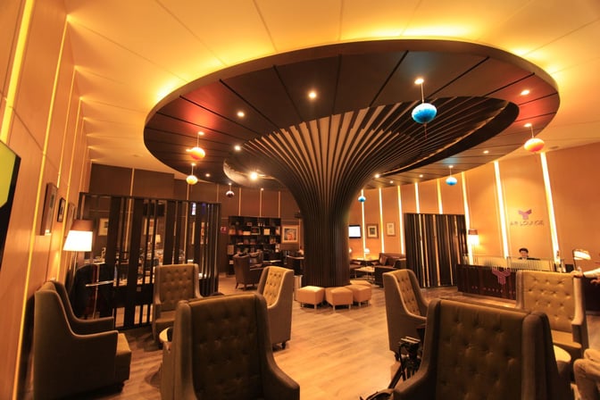 The MTB Air Lounge at Hazrat Shahjalal International Airport features comfortable seating areas and a reception desk for guest assistance.