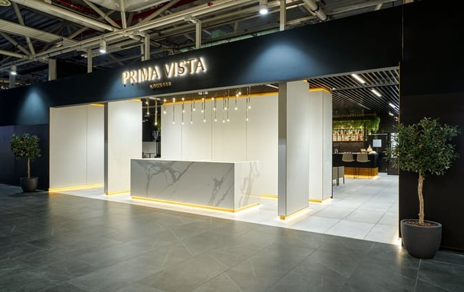 The Prima Vista Lounge entrance at Leonardo da Vinci-Fiumicino Airport features a reception area with adjacent seating and bar visible inside.