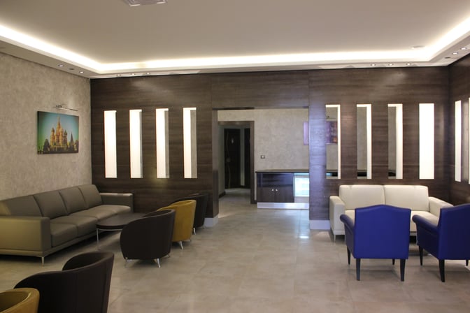 The Primeclass Lounge at Monastir Habib Bourguiba International Airport features a seating area with sofas and armchairs for passenger comfort.