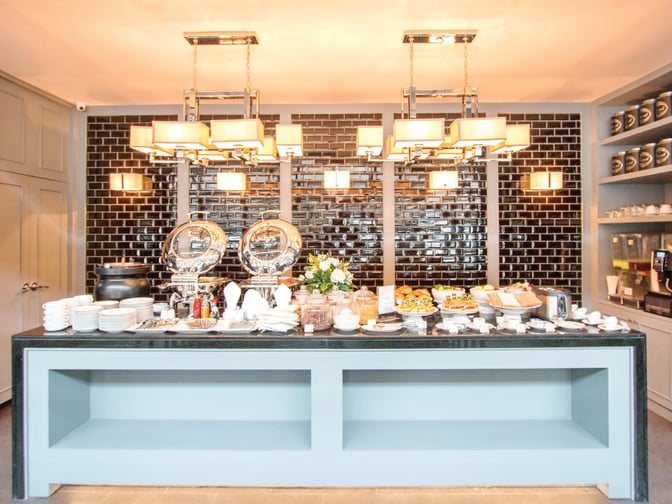 The Coral Executive Lounge at Phuket International Airport features a self-serve buffet with a variety of hot and cold dishes.