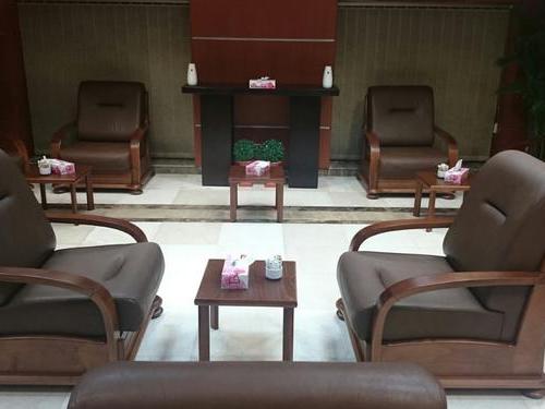 Seating area in Pearl Lounge at Sharm el-Sheikh International Airport (Terminal Landside) features comfortable armchairs and small tables for passenger relaxation.